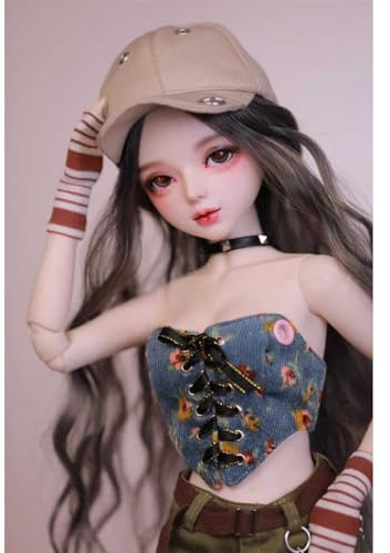 22 inch BJD-Puppe 1/3 Lange Haare Modemädchen, Handbemaltes Gesichts-Makeup, Mit Outfit, Anti-Fleck-Kleidung und Rosa Schlafanzug