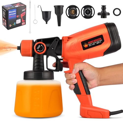 Securex HVLP Paint Sprayer: Electric Paint Spray Gun with 1400ml Detachable Cup - 4 Nozzles & 3 Patterns,Cleaning & Blowing Joints - Perfect for Fences,Sheds,Walls,Ceilings,Furniture,Garden & DIY