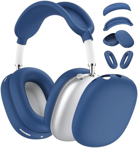 TNSNK Hülle Cover für AirPods Max 1st/2nd Kopfhörer, Blue | 4-in-1, schützt vor Stürzen, Kratzern, Staub und Schweiß, einfach zu montieren, weich und hautfreundlich, präzise Passform