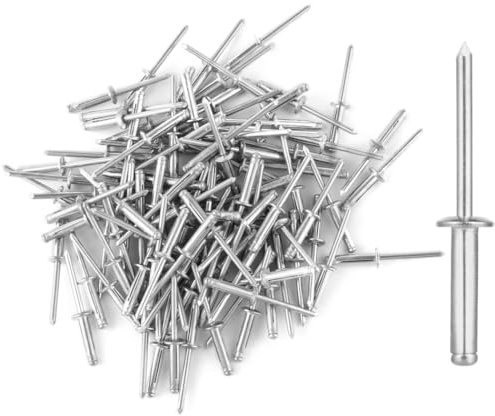Vestamore 100 remaches de aluminio de triple pliegue, remaches sólidos de cabeza grande para aplicaciones industriales, automotrices, kayak, veleros y muebles