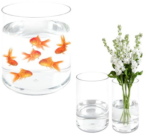 Olrla 3-teiliges Bruchsicherer Zylindervasen 20x20cm, 10x20cm und 12x20cm | große, bruchsicher, transparente , glasklare Acryl-Vase, für Fische halten, blumenarrangements, dekorationsbasteln