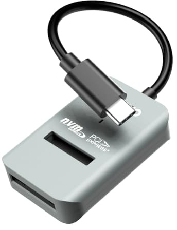 Fegtrtyoa M.2 NVME zu Type-C USB 3.1 Adapter für PCIE NVME SSD, Werkzeugfrei, Unterstützt 2230/42/60/80/22110