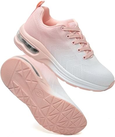 Baskets Femme Chaussures De Course avec Coussin D’Air Amortissantes Sport Sneakers Légères Respirantes Antidérapantes pour Running Marche Fitness Et Quotidien