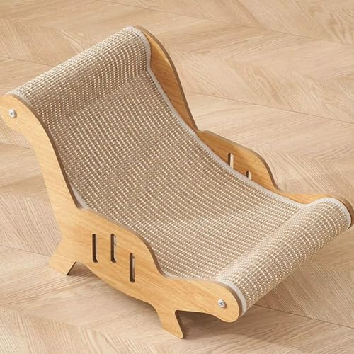 Katzenkratzstuhl, Katzen-Chaiselongue-Kratzer, Kätzchen-Liegestuhl, Holz-Sisal-Lounge-Stuhl, Möbel zum Kratzen und Entspannen