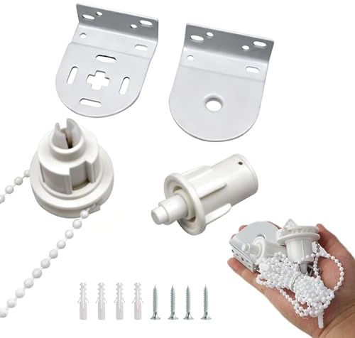32mm Roller Blind Fittings Kit Heavy Duty Metal Blind Brackets, Complete With Roller Blind Clutch, Chain, Metal Brackets, Replacement Spares Parts Repair, Max Load 5 KGS