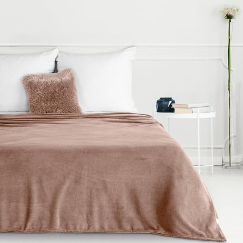 Wohndecke SIMPLE1 Decke Überwurf Klassische Musterlose Kuscheldecke 150x200 Warm Kuschelig Mokka