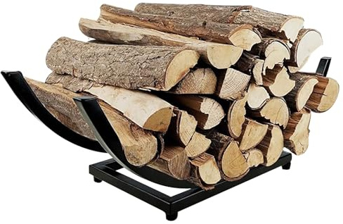 HYEFDWS Brennholzständer mit Rädern, Rollwagen-Holzhalter mit 4 Haken und abnehmbarem Anzündholzständer, beweglicher Kaminholz-Lagerstapelständer für Kamine im Innen- und Außenbereich