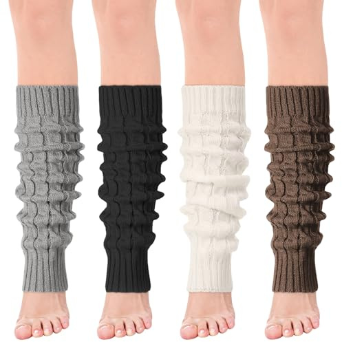 Xanthelle Stulpen Damen, Extra Weiche Beinstulpen für Damen, Warme Leg Warmers Weiß, Lange Stulpensocken für Yoga, Tanz & Alltag