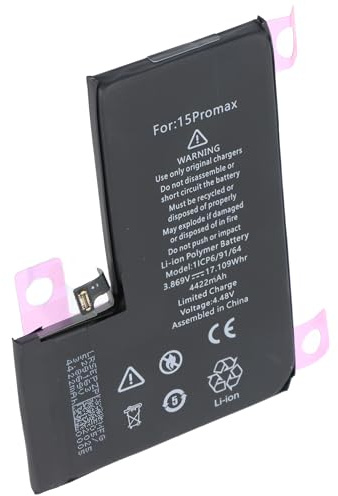 Akku kompatibel mit Apple iPhone 15 Pro Max, Li-Polymer, 3,86V, 4422mAh, 17,1Wh, ohne Werkzeug