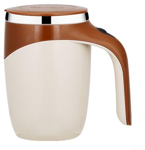 Automatischer Rührbecher, magnetischer Edelstahl-Rührbecher, tragbar, selbstrührender Kaffeebecher für Milchgetränke (Kaffeefarbe)
