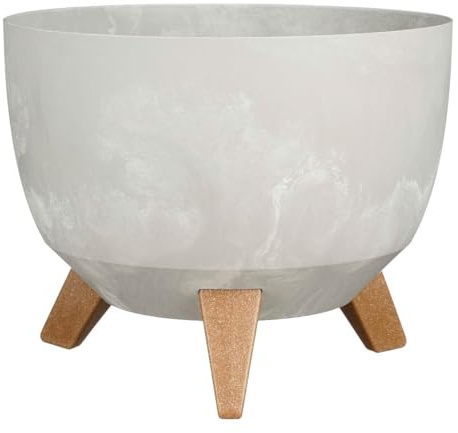 MICA Decorations Doppio Pflanzenständer - 18,5 x Ø29 cm - Blumentopf Groß für Außenbereich - Blumenständer für Balkon - Recycelter Kunststoff - Grau