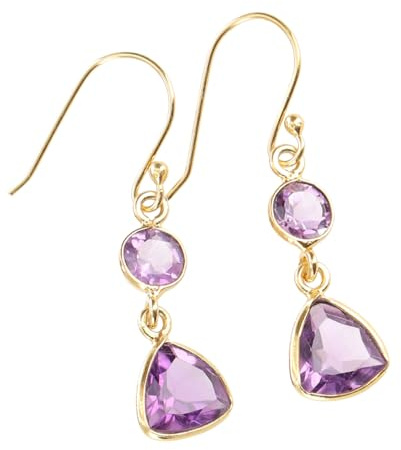 Vergoldete Boho Ohrringe aus Sterlingsilber, edle Schmuckstücke, Amethyst