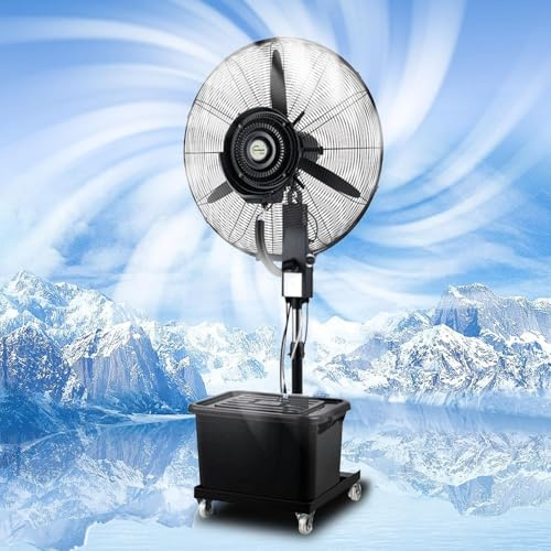 Natliedop Ventilator für innen und außen mit Sprühsystem, tragbarer Sprühtank, 20 m~50m, Stand- & Tischventilator, 3 Geschwindigkeitsstufen, 42L Wassertank，90° Oszillation（75cm）