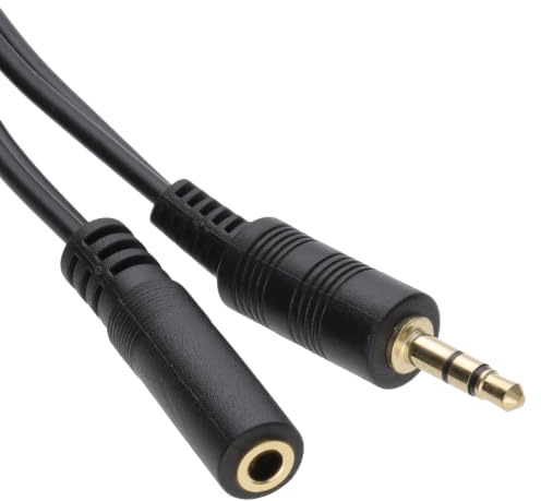 kenable 3.5mm Stereo Jack to Socket Headphone Extension Cable Gold Plated Connectors 1.5m Black
