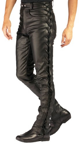Roleff Racewear 346D Pantaloni in Pelle con Allacciatura Laterale, Nero, 46D