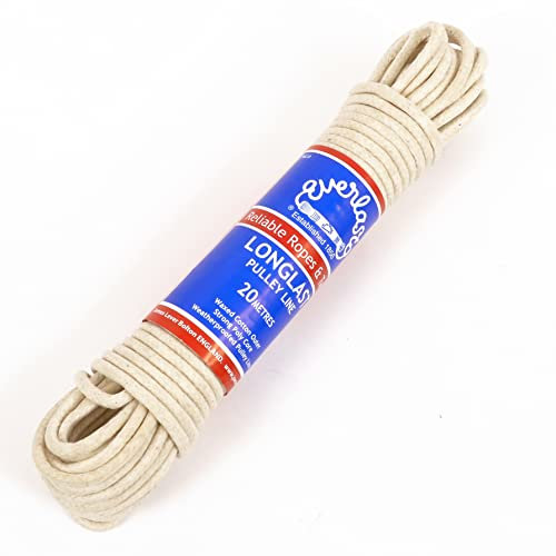 Everlasto 'Longlast' Waxed Weatherproof Cotton Clothesline Pulley Line 6mm x 15M