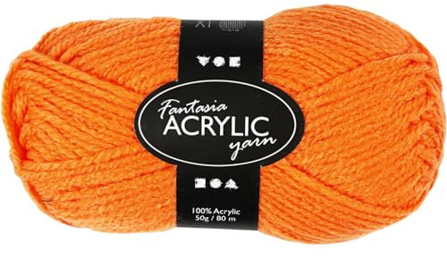 421709 Doppelstrickwolle, Acryl, 50 g, 80 m, Neonorange