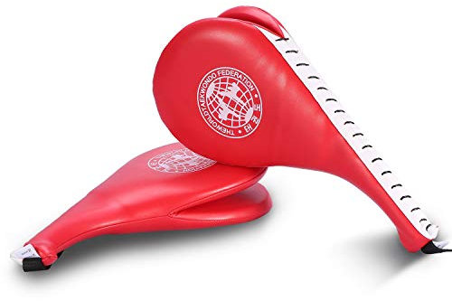 Yosoo 1 Paar Taekwondo Trainingsgeräte Taekwondo Pratze Tae Kwon Do Pratze Schlagkissen Handpratze Trainerpratzen Doppelschlagpolster Für Pratzentraining (Rot)