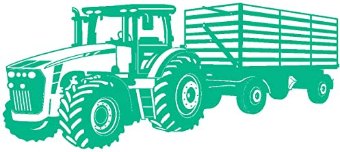 Samunshi® Wandtattoo Traktor mit Anhänger Trecker Kinderzimmer Kinder Wandaufkleber 70 x 29cm türkis
