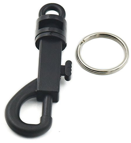 Fujiyuan Kunststoff-Karabinerhaken, für Schlüsselanhänger und Verschlüsse, mit Drehgelenk, 75 mm, Schwarz, 20 Stück, plastik, Schwarz , 75mm 3(with key ring)