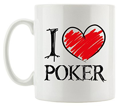 Pixxprint I Love Poker Fun Tasse, ca. 300ml Fassungsvermögen, Keramik Weiß, Spülmaschinenfest