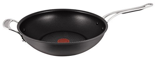 Tefal by Jamie Oliver Premium Aluguss Wokpfanne E21188 | 30cm | Tefal Titanium Pro Antihaft-Versiegelung | Thermo-Spot Temperaturindikator | Ausgießhilfe | Fettarmes Braten | Induktionsgeeignet