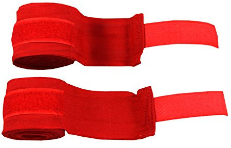 lisaro Boxbandagen bestem Klett und Daumenschlaufe. Bandagen Halb elastisch für MMA, Boxen, Kickboxen & Sparring! Handgelenkbandage schwarz, optimale Schweißaufnahme (rot)