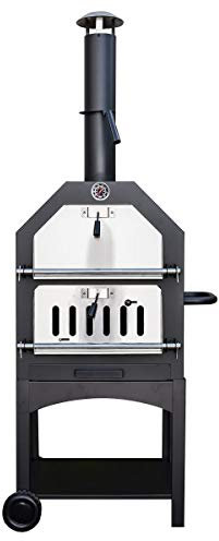 KCT Outdoor Wood Fired Pizza Oven with Stone, Temperature Gauge and Storage Shelf