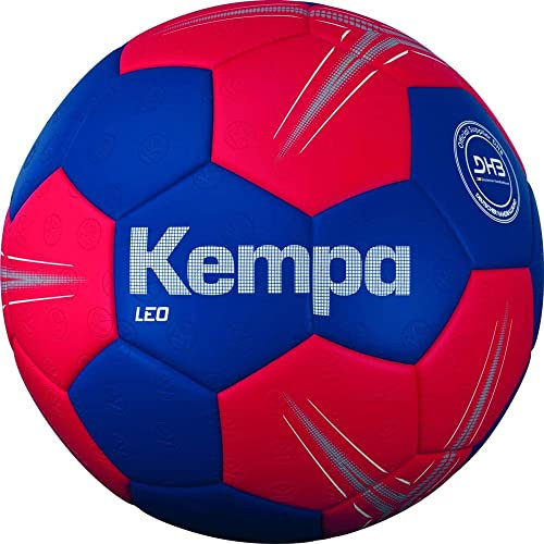 Kempa LEO Handball Trainingsball und Spielball, Handball für Kinder und Erwachsene - strapazierfähig und griffig von Größe 0 bis Größe 3, ocean blau/lighthouse rot, 2, Ozeanblau