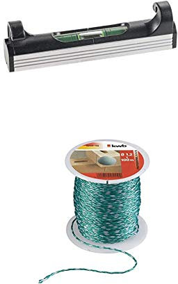kwb Schnur-Wasserwaage, 78 mm, leicht, klein, mit Aluminium Unterseite inkl. Maurer-Schnur 100 Meter, grün, Richtschnur für Pflaster- und Maurerarbeiten 1,2 mm, Lotschnur für div. Anwendungen