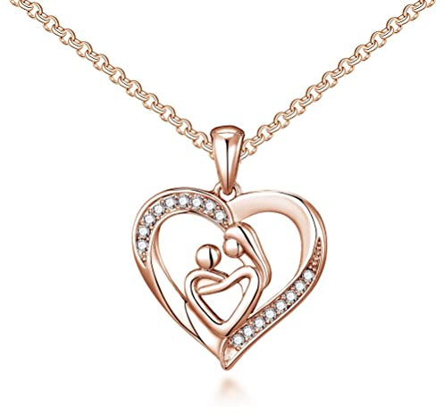 Philip Jones Rose Gold Plated Mother And Child Necklace Created with Zircondia® Crystals