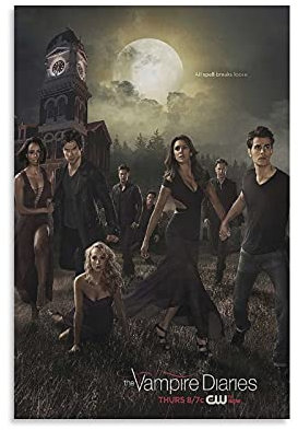 GNKIO TV Show Character The Vampire Diaries TVD Stefan Damon Elena Poster 4 Leinwand Kunst Poster und Wand Kunst Bild Druck Moderne Familie Schlafzimmer Dekor Poster 12x18inch(30x45cm)