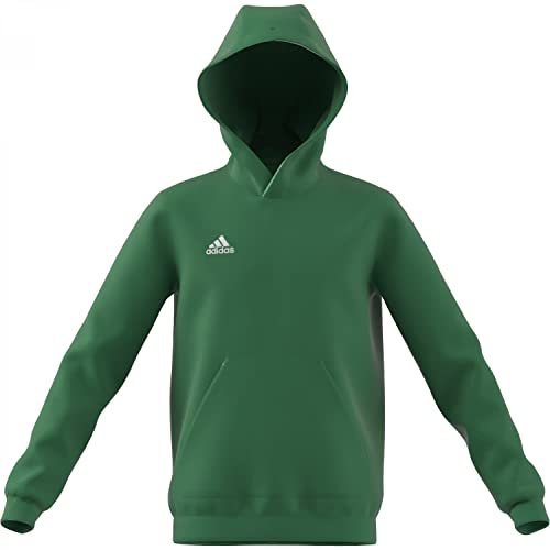 adidas Entrada 22 Sweat Hoodie, Felpa con Cappuccio Unisex-Bambini, Team Green/White, 11-12 Years