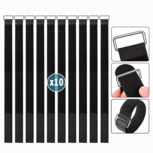 Fascette Velcr Riutilizzabili (10 pcs), Regolabili Fascette Velcr Resistenti con Nylon, Fascette Cavi 50 cm x 2 cm, Fruitlet® Hook e Loop Cavi Cinghia (Nero)