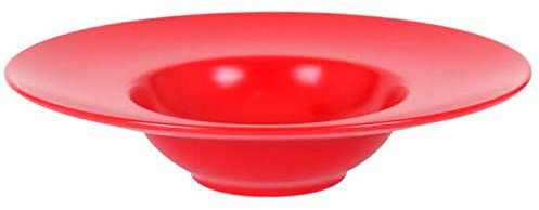 Acan Plato redondo de cerámica para pasta Risotto, plato hondo, servir espaguetis, macarrones, ensalada, vajilla práctica y elegante, cocina (Rojo, 28 cm)