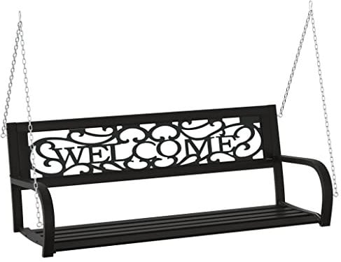 vidaXL Hollywoodschaukel mit Ketten Gartenschaukel Schaukelbank Hängeschaukel Schaukel Bank Gartenbank 125cm Stahl Kunststoff Schwarz