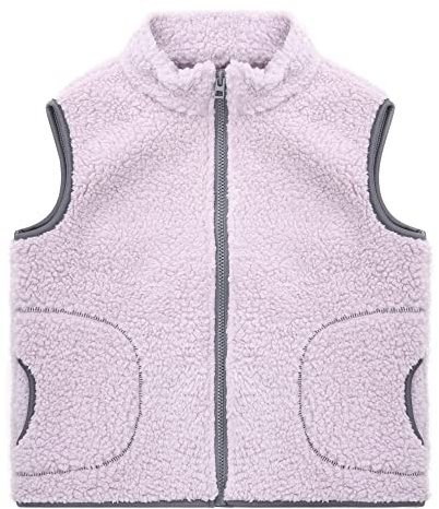 ANIMQUE Baby Kinder Verdicken Fleeceweste Jungen Mädchen Farbblock Weste Stehkragen Reißverschluss Ärmellose Winter Kinderjacke, Violett 100