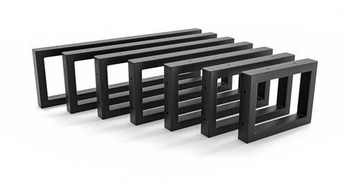 HEVVA Lot de 2 supports de lavabo de 15 cm de haut - 20/25/30/35/40/45/50 cm - RHEIN - Support de lavabo à poser - Supports pour charges lourdes, console murale, plateau de lavabo - Noir - 45 cm