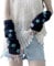 Eominve Y2K Women Teens Knitted Arm Warmers Japanese Harajuke Cosplay Star Lolita Cute Fingerless Mittens Thumb Hole Gloves, Black, One Size