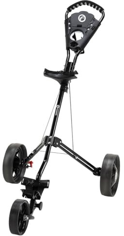 FAZER 3-Wheel Golf Trolley with Easy-Fold Design, Adjustable Straps & Ergonomic Handle - Lightweight, Sturdy Trolley with Quick-Lock Brakes & Accessories Station