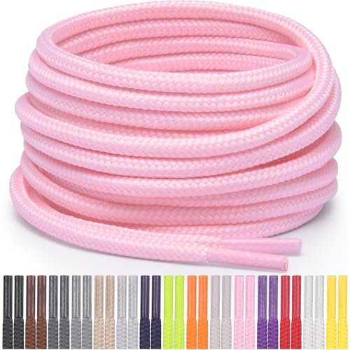 Miscly Lacets Ronds pour Chaussures, Baskets et Bottes - Disponibles en Plusieurs Longueurs et Couleurs (Rose, 91 cm)