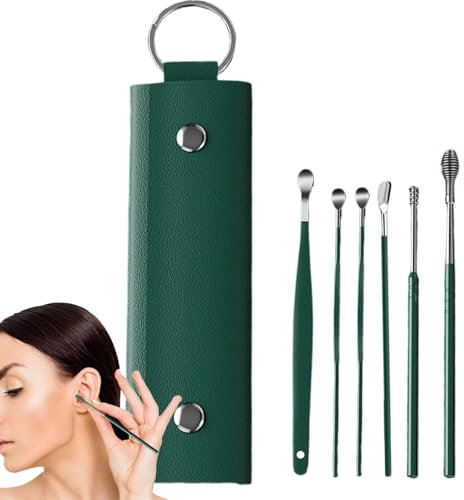 Ear Cleaning Kit - Ear Wax Removal | 6 Earwax Remover Tool | Portable Ear Cleaning Set | Ear Cleaning Removal Kit | Stainless Steel Ear Cleaning Tool Set with Storage Box for Adults Men and Women