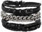 Eigso 3 pezzi bracciali in pelle intrecciata corda per uomini donne vintage anni '80 nero bracciali retrò per uomini donne