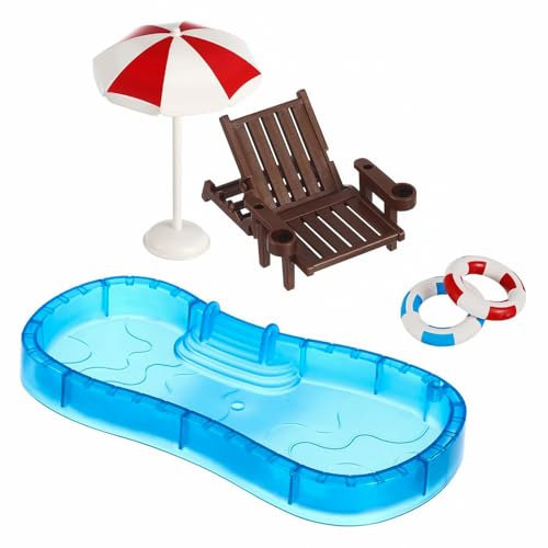 Ieron Mini Decorazione da Spiaggia, casa delle Bambole, Mini Piscina, Micro Set di sedie da Spiaggia, Mini Set di sedie da Spiaggia Decorative per Bar da Spiaggia