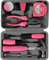 24Pcs Home Repair Tool Set Basic Hand Repair General Tool Set with Plastic Tool Box Hand Tool Set Home Repair Set Hammer and Allen Key Set Electrician Tape Test Pen Wire Plier Bit Hammer (Pink)