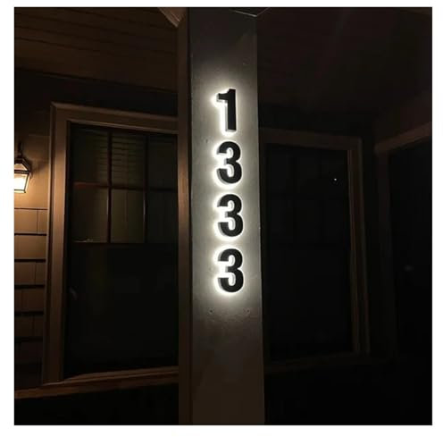 Letrero LED 3D de metal personalizado para número de casa, placa de dirección, logotipo, letrero de retroiluminación de acero inoxidable impermeable para el hogar, hotel, placa de puerta, letrero