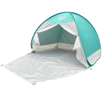 dBb Remond - Maxi Tente Anti-UV Bébé - UPF 50+ Protection Solaire Maximale - Abri Plage Pop Up 2-3 Personnes - Moustiquaire Intégrée - H160 x L155 x P110 cm - Turquoise