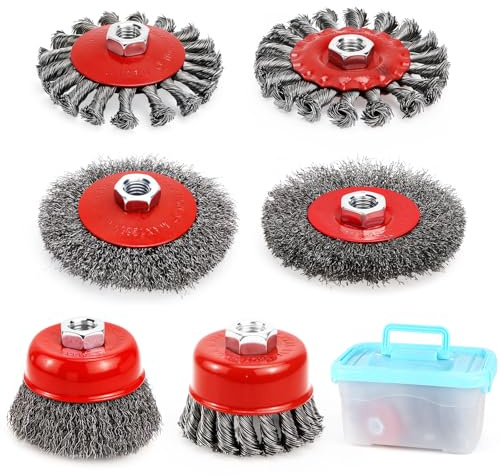 6 Stück Drahtbürste Flex, Drahtbürste Winkelschleifer M14, Winkelschleifer Drahtbürsten Set, 75/100 mm Verschiedenen Größen Winkelschleifer Bürste, für Bohrmaschine Polier, Schleifen (6)