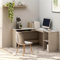 Woonisher Bureau d'angle en Forme de L Gris Béton Bois d'ingénierie Petit Bureau avec Rangement