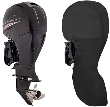 Premium Außenborder-Schutzhülle Aus 420D Oxford (PVC-beschichtet) – Wasserdicht, Windfest, UV-beständig, Universell Für 0-300 PS Bootsmotoren, Inkl. Transporttasche (Schwarz,60-100HP)
